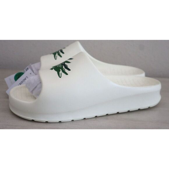 Lacoste Men's Sz 11 Off-White/Green Croco 2.0 Evo Synthetic Slides - Picture 5 of 5